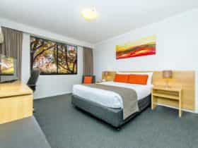 Deluxe Room interior with views of tree tops
