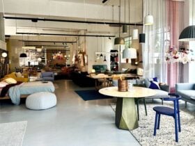 Image of Miko showroom, featuting furniture, lighting and rugs.