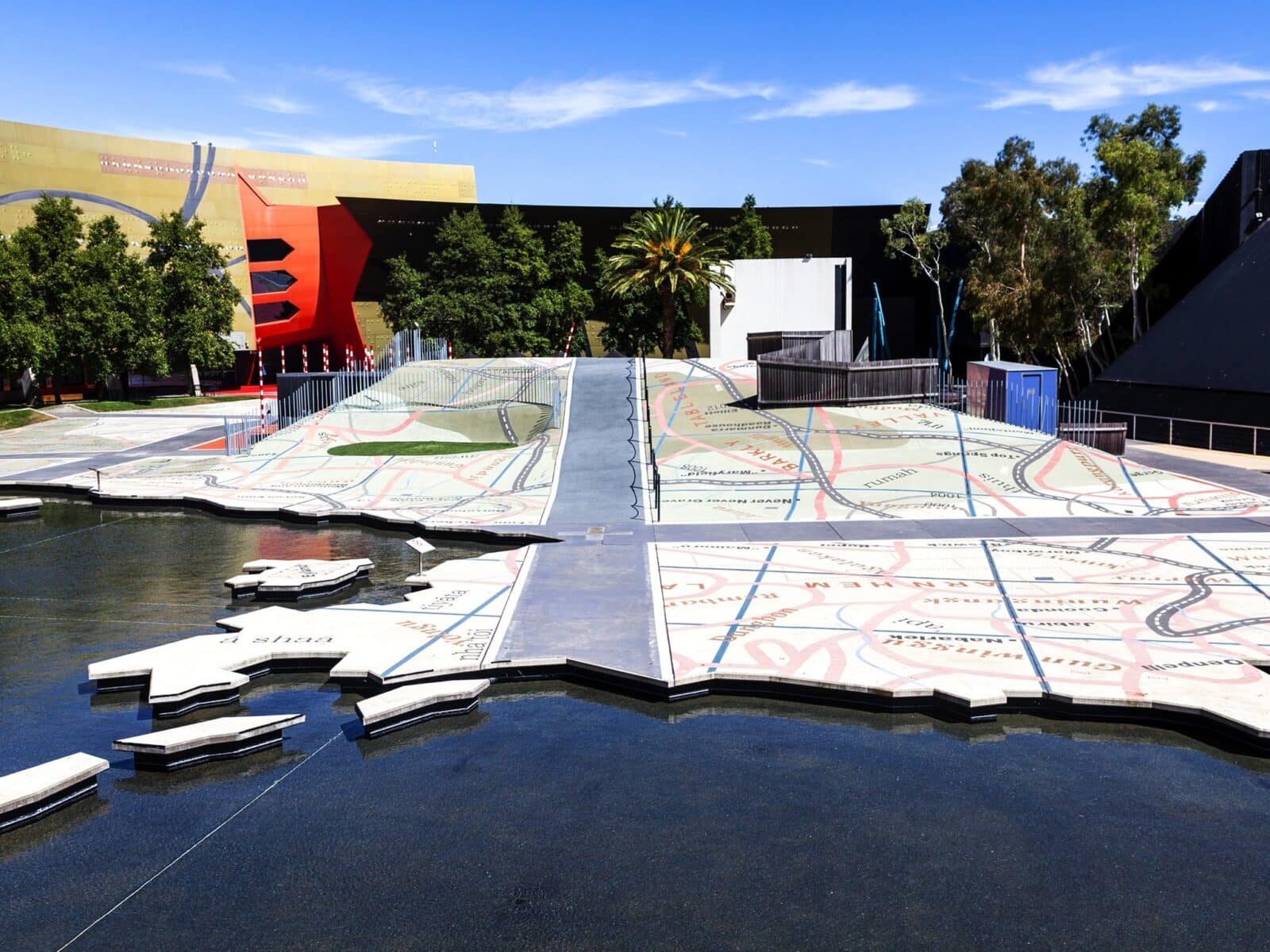 Photograph showing south view of Garden of Australian Dreams, National Museum of Australia