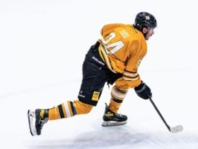 Cam Todd, Canberra Brave Ice Hockey player skating on the rink in a match