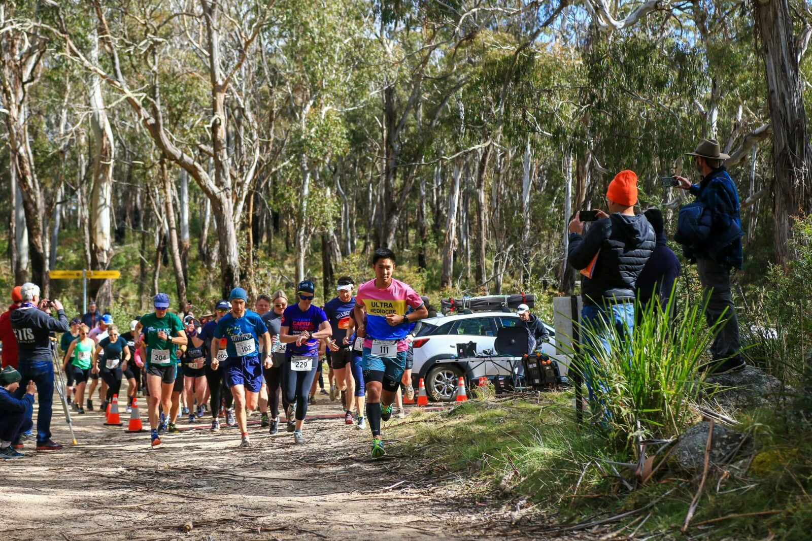 Runners running through the bush