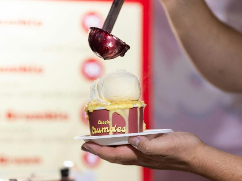 Cheeky Crumbles fruit crumble being made