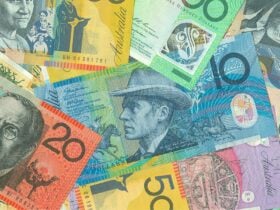 illustration of layered australian banknotes