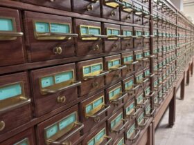 Brown filing cabinets at the National Library of Australia