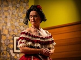 Opera singing wearing a red dress