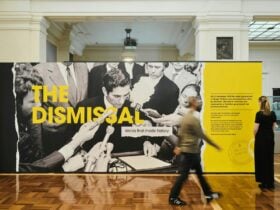 A wide shot of the Dismissal exhibition in King