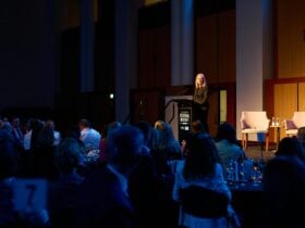 The Hon Senator Katy Gallagher addresses the crowd