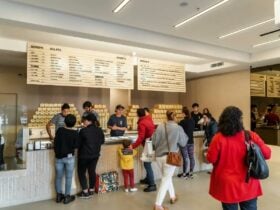 Patrons in an ice cream store