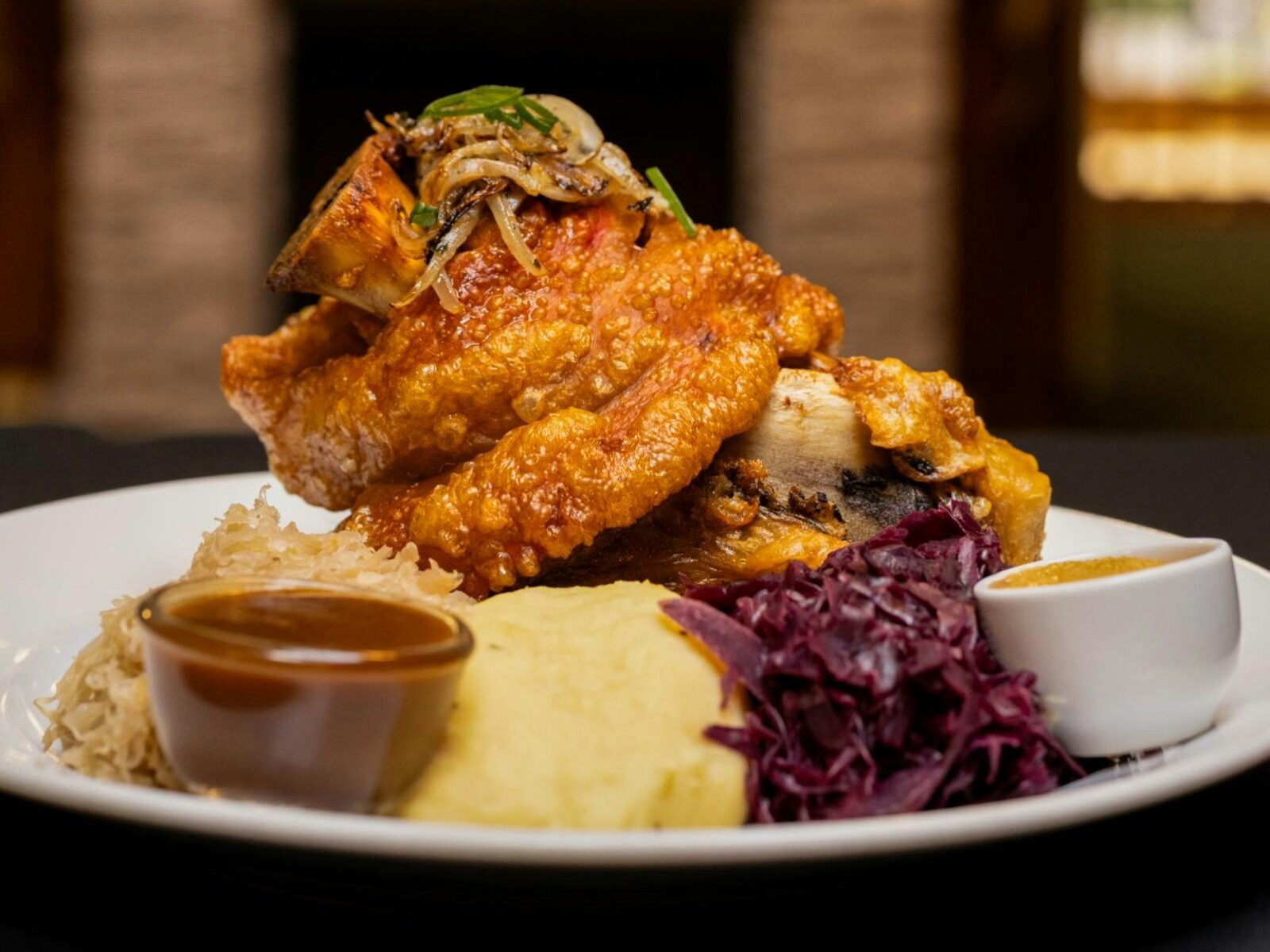 delicious, golden, crisp, tasty, succulent pork knuckle