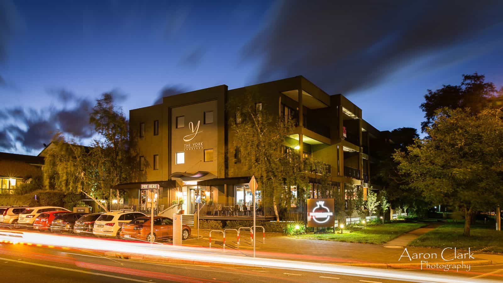 External night shot of the building