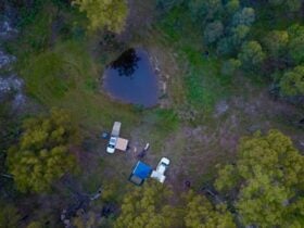 Our camp by the dam