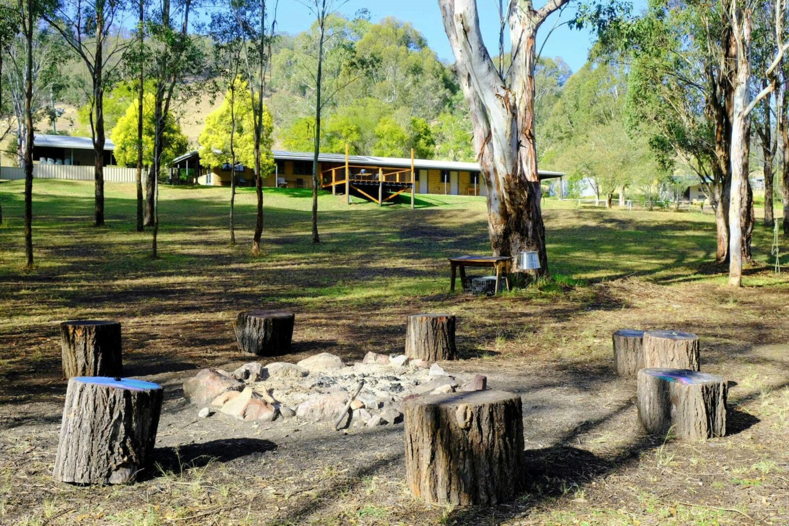 Lodge and fire pit