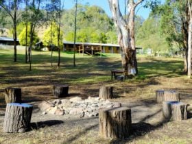 Lodge and fire pit