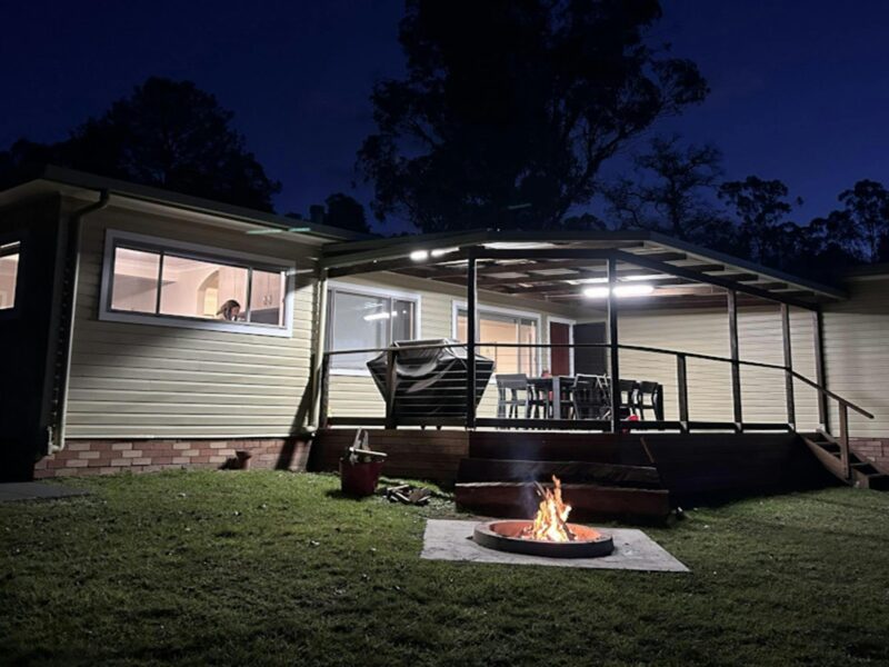 View of the front of Big Yango House, Yengo National Park at night. Credit: Jack Staniford ©