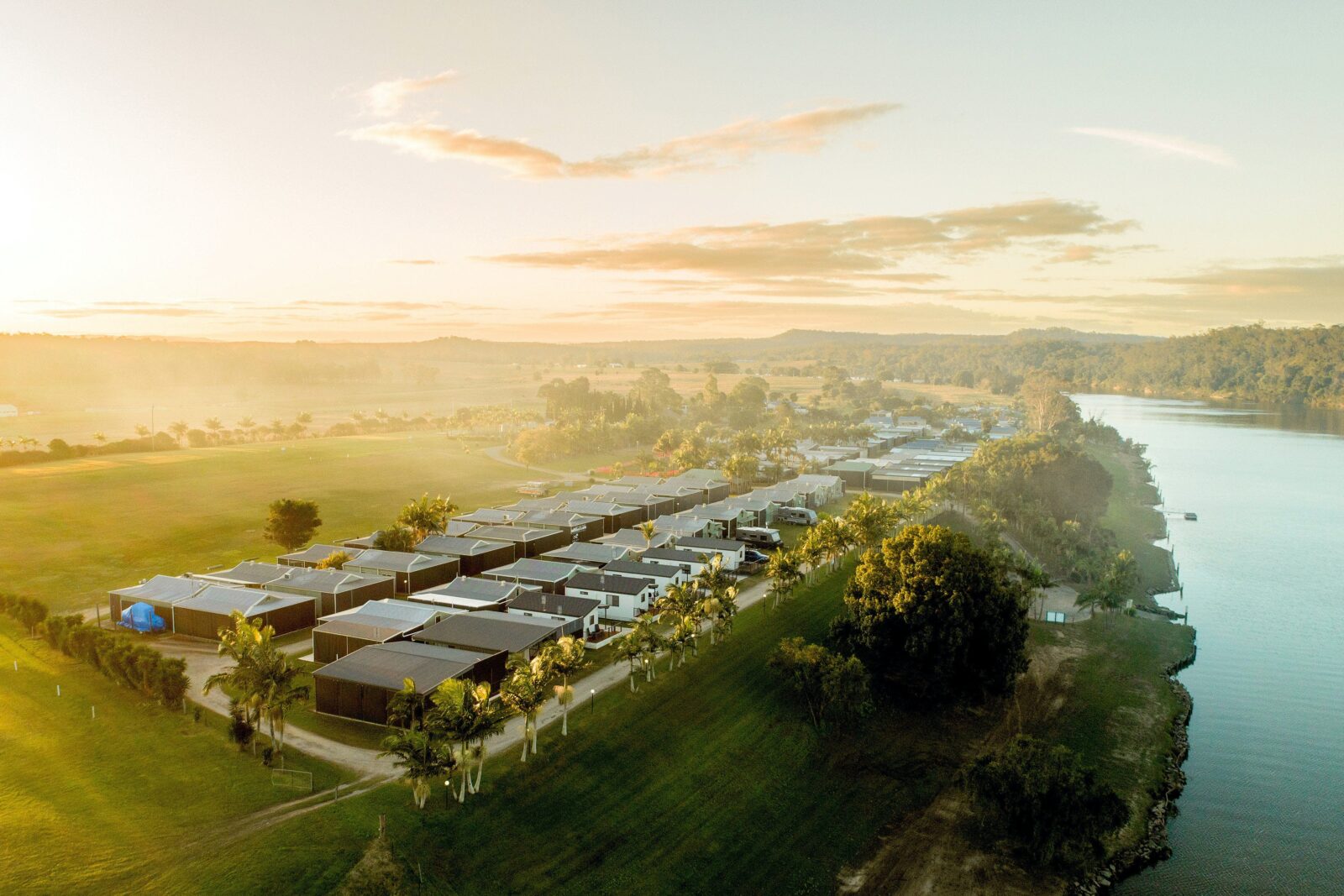 Aerial shot of the BIG4 Big River Holiday Park