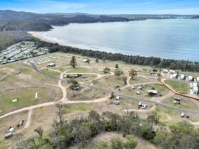 Aerial view of the park looking to Twofold bay