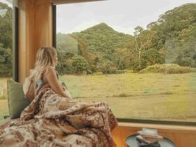 Custom daybed at luxury off-grid tiny home in Byron Bay, perfect for relaxing in nature