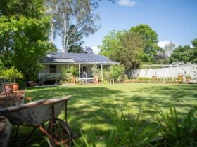 over looking lawn to house