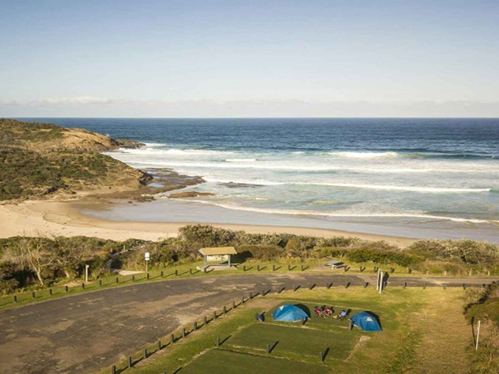 Aerial view of Frazer campground, Munmorah State Conservation Area. Photo: John Spencer/OEH