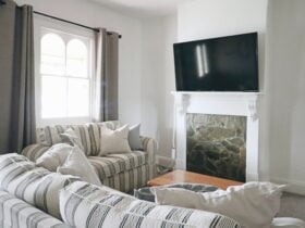 spacious lounge with smart TV