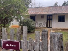 Front exterior of Hill End Pines Cottage, Hill End Historic Site. Photo: Brett Kearins/DPIE