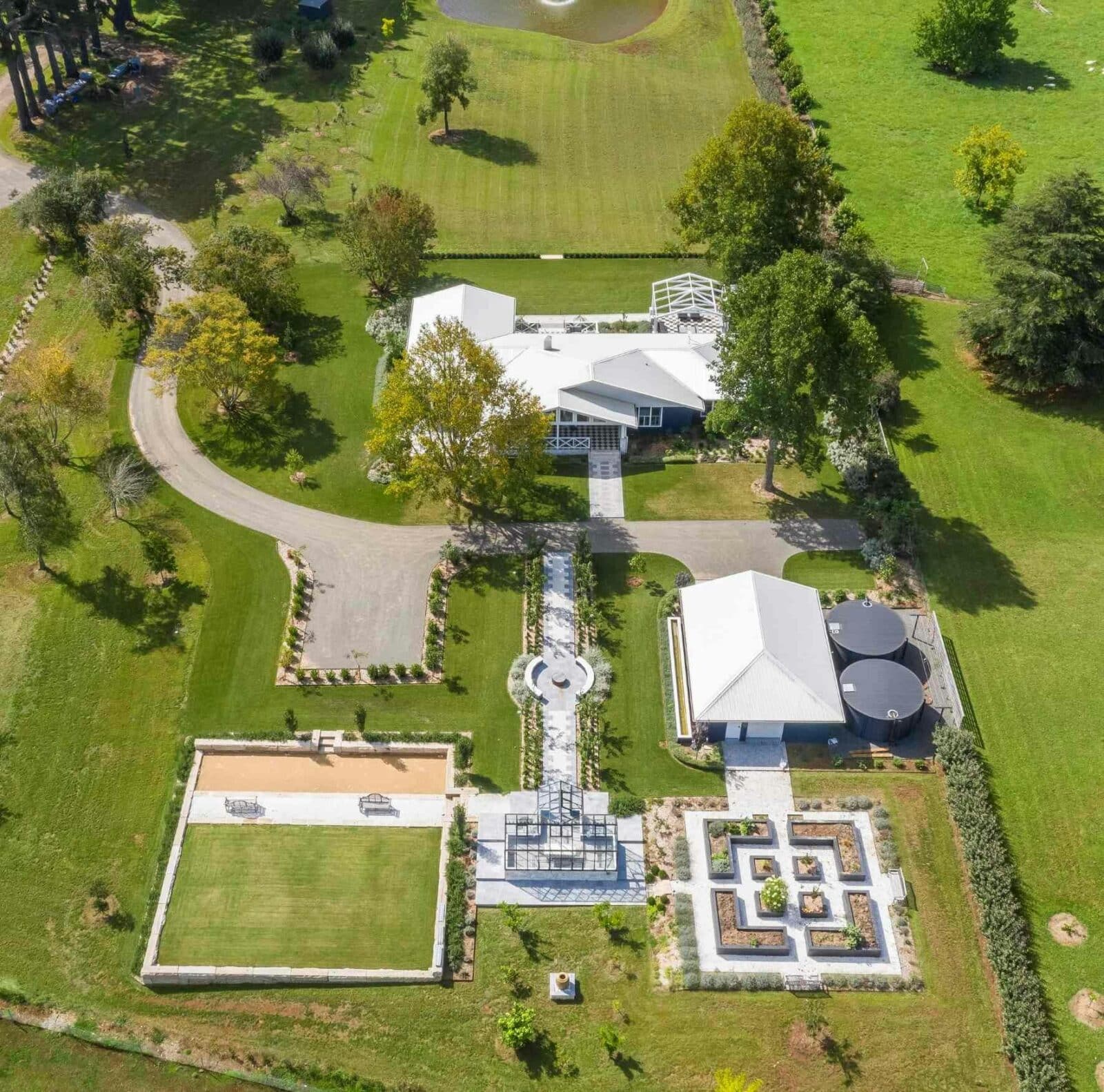 Arial view of Isca House.