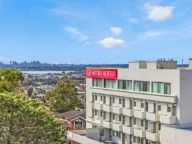 Exterior view of Metro Hotel Miranda - towards Sydney CBD and Botany Bay