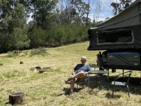Camp site at bottom of a paddock