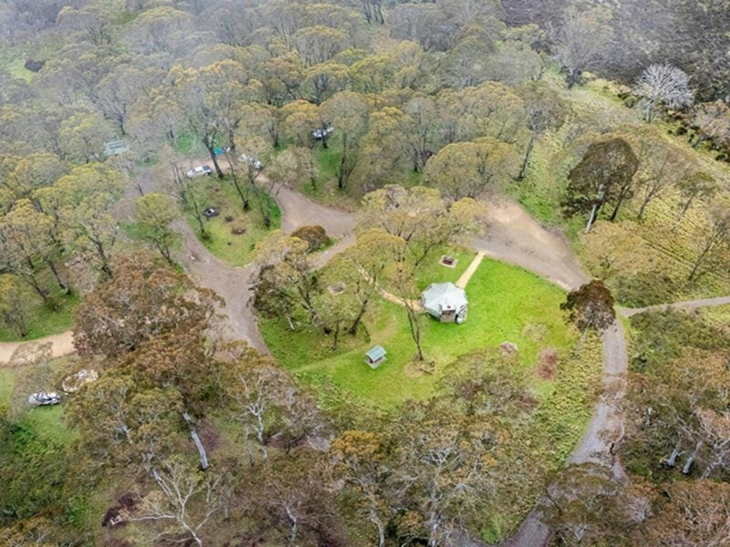 Aerial view of Polblue campground and picnic area in Barrington Tops National Park. Credit: John