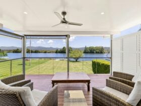 Comfortably furnished balcony overlooking the river