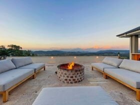 Outdoor fire pit and view