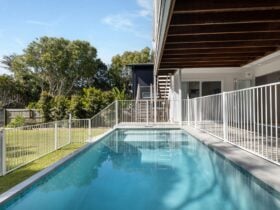 the sparkling swimming pool