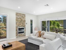 Vista One lounge area with fireplace