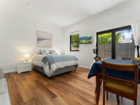 Small area with sliding doors to outside