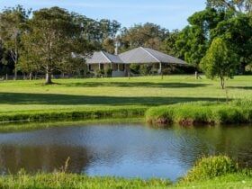 historic farmhouse and beautiful outlook over the farm dam