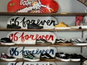 Skateboards and shoe wall