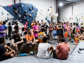 Group of people watching climbers at 9 Degrees Parramatta