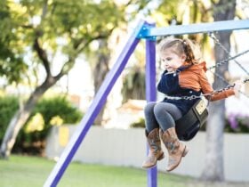 Girl on swing at Apex Park Moree