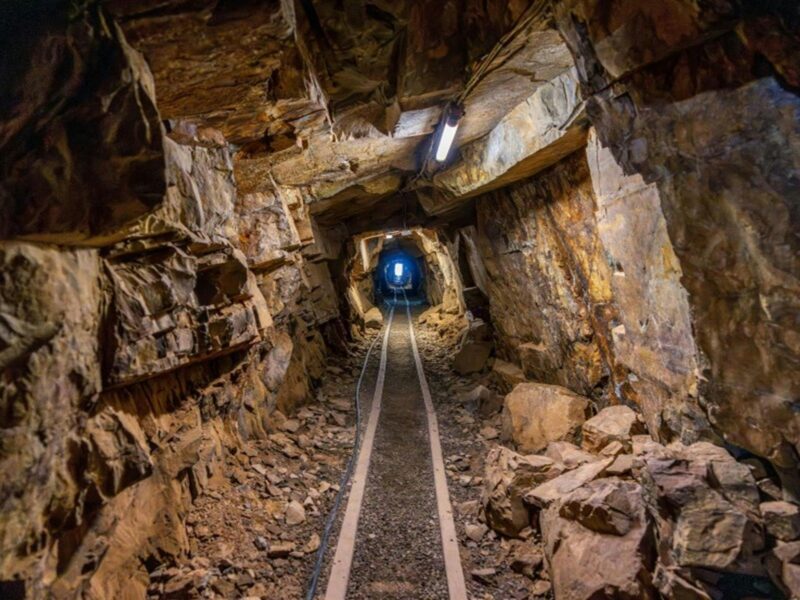 A view inside the 80m tunnel at Bald Hill tourist mine, Hill End Historic Site. Photo: John