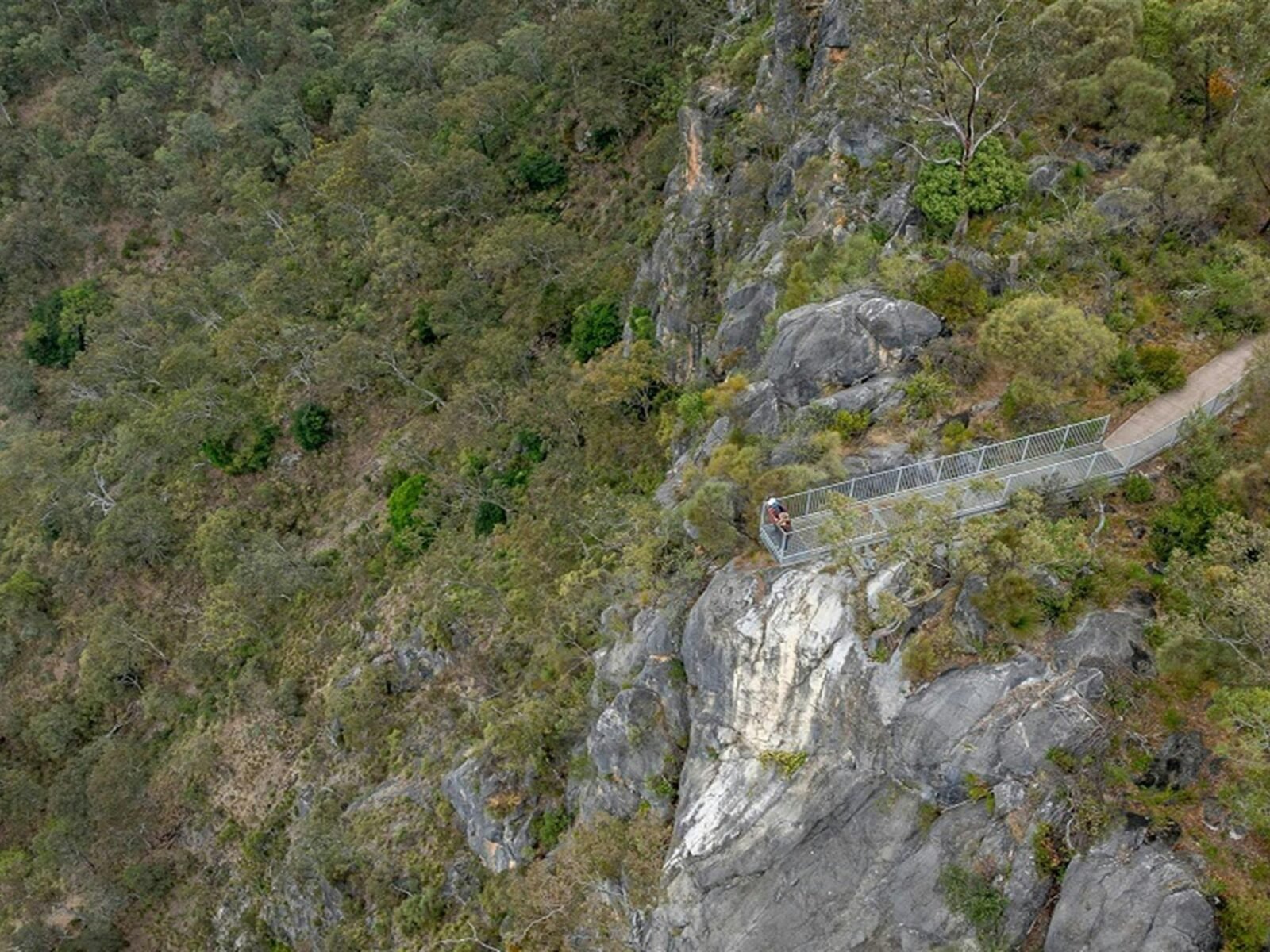 Aerial view of the Lookdown lookout, Bungonia National Park. Photo: John Spencer © DCCEEW
