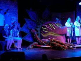 Little shop of horrors large plant puppet on stage