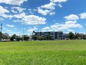 Image of a park with goal uprights