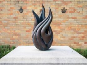 Eternal Flame, a bronze sculpture by Tanya Bartlett, ANZAC Day memorial unveiled 2015