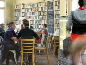 patrons sitting at tables in Exeter General Store