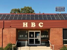 Harden Bowling Club front doors.