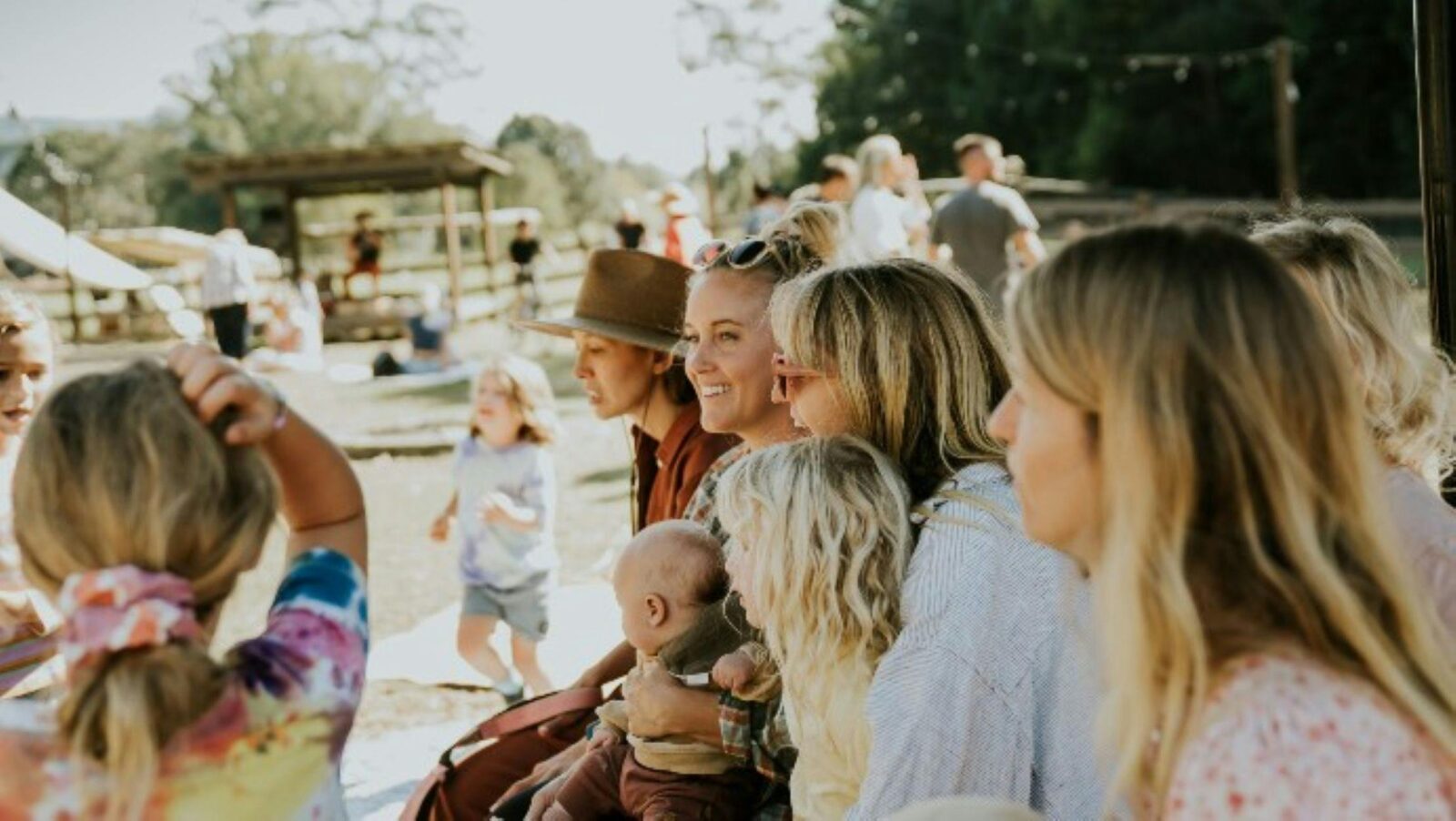 Mothers and their children at the farm