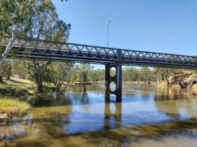 An old iron bridge spanning the Murray