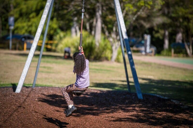 Young girl on flying fox