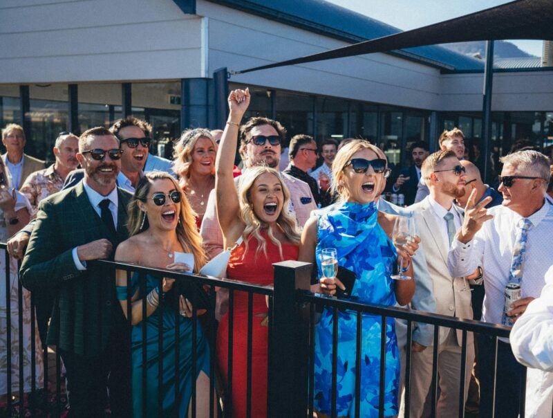 Racegoers cheering