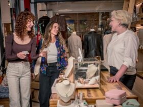 Two girls shopping for the perfect gift at La Trouvaille